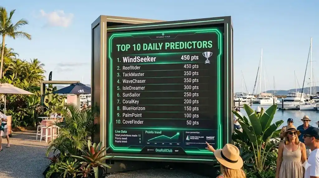 Live leaderboard display at the tent