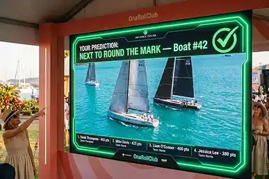 AR screen showing live race predictions with green confirmation overlay